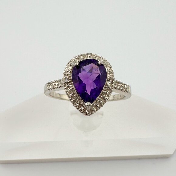 2.24 Carat Natural Amethyst Ring Size 8.25 - Sterling Silver Setting - Diamond A - Picture 10 of 16